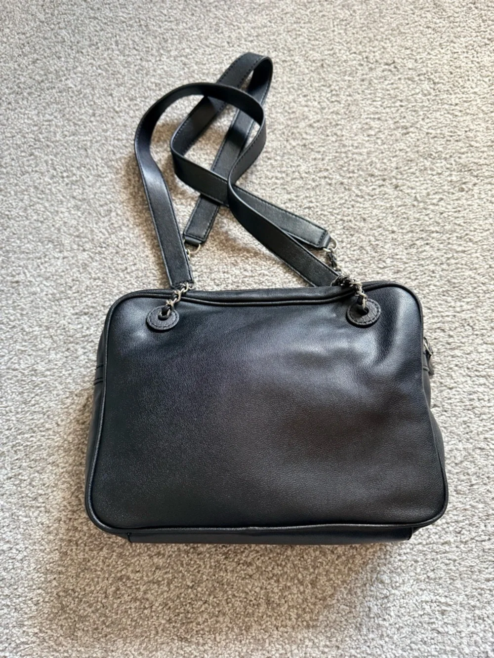 GUESS Disco Queen Black Studded Shoulder Bag with Chain Straps - Picture 9 of 12
